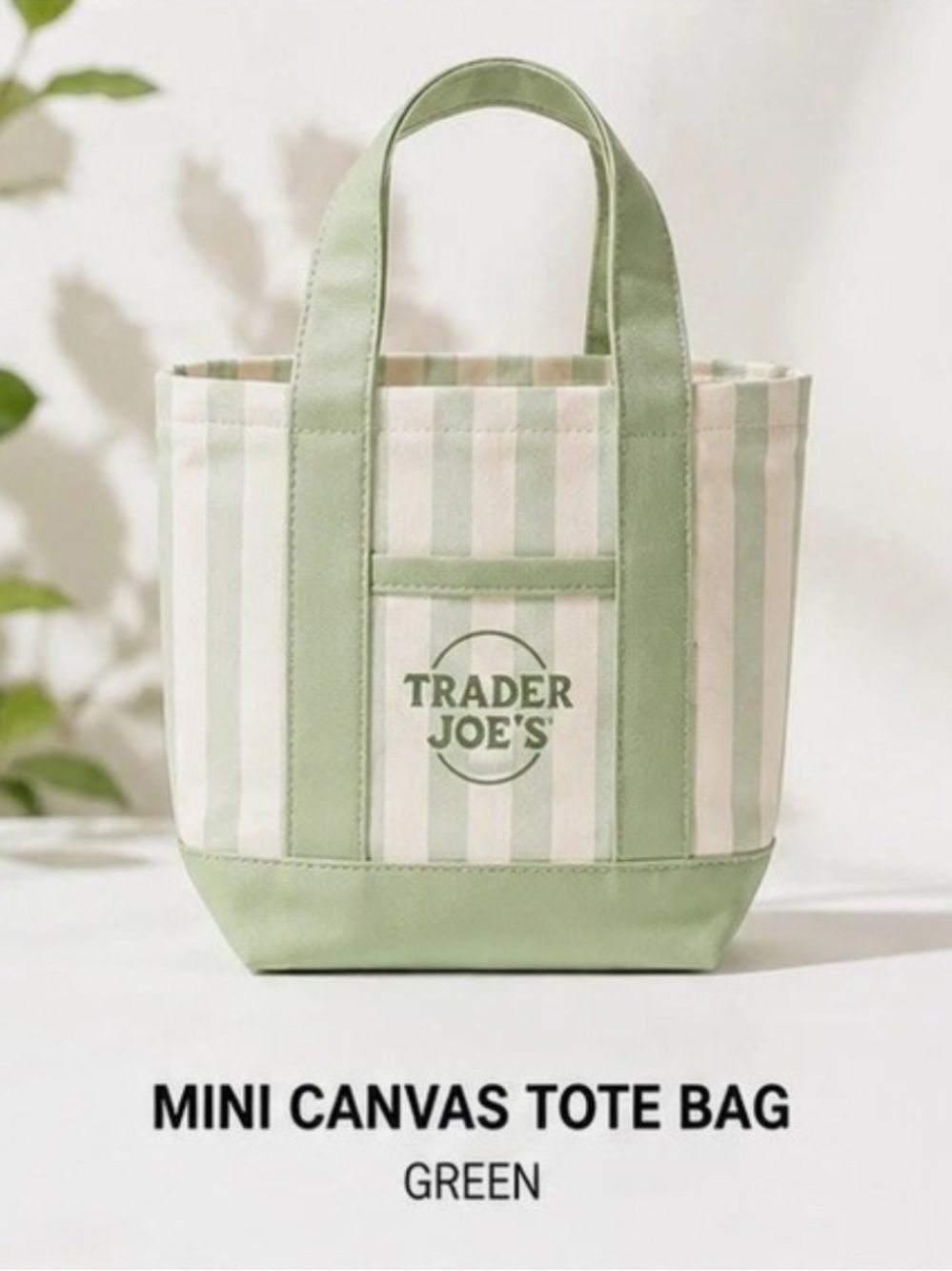 Trader Joe’s Mini Canvas Tote Bag - Green